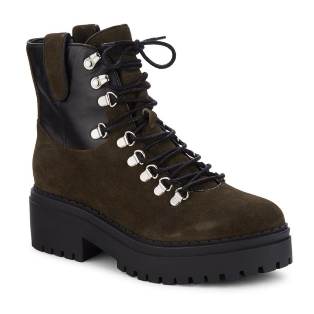 Stylish Black and Green Suede and leather Women's Boots